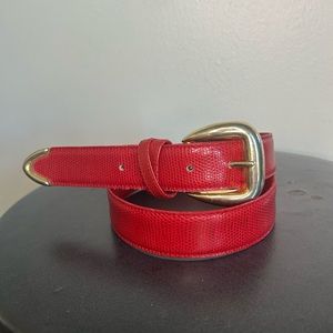 Red Snake Skin Leather Belt